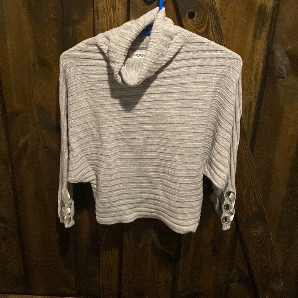 Justice grey knit turtle neck sweater size 10